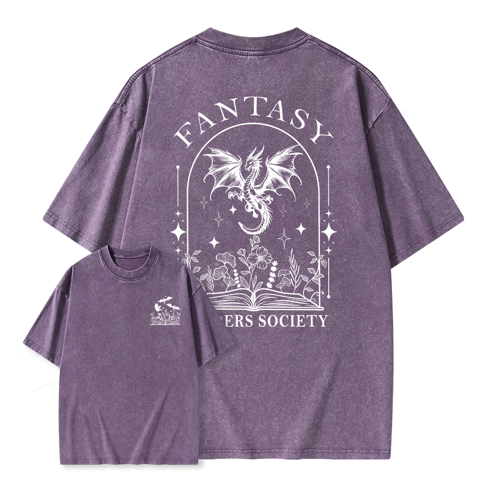 Pagewings Fantasy Reader Society Unisex Washed T-shirt