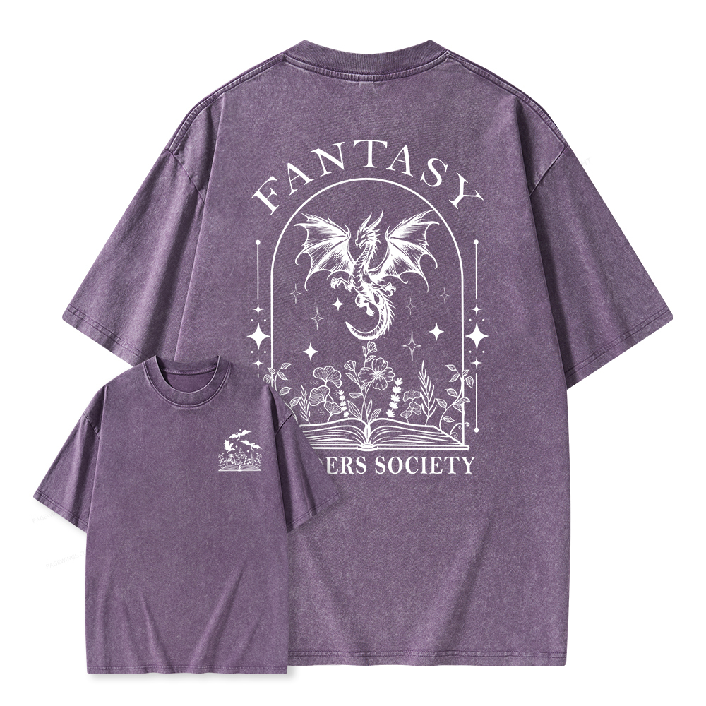 Pagewings Fantasy Reader Society Unisex Washed T-shirt