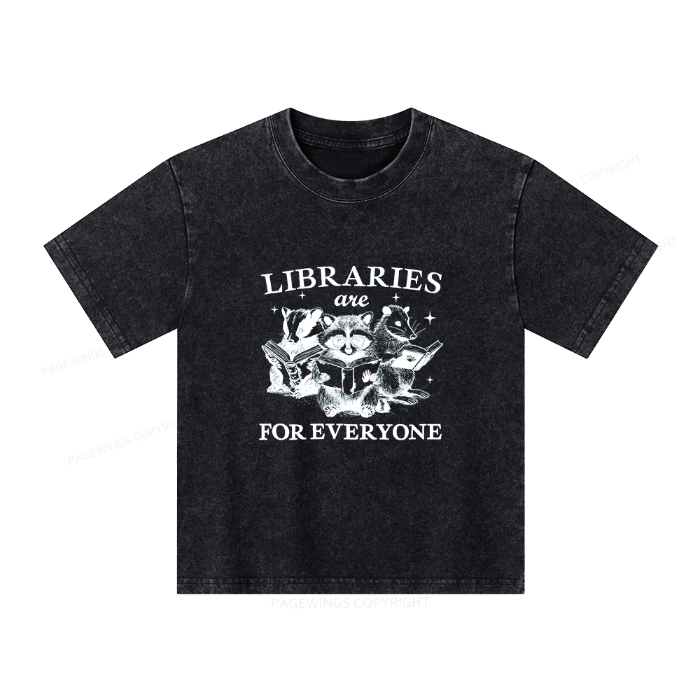 Pagewings Libraries Are For Everyone Unisex Kids Washed T-shirt