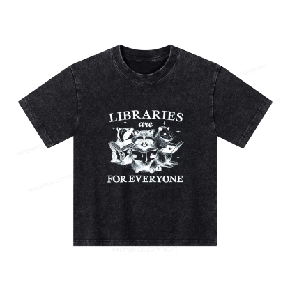 Pagewings Libraries Are For Everyone Unisex Kids Washed T-shirt
