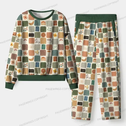 Pagewings Floral Reading Unisex Flannel Pajama Set