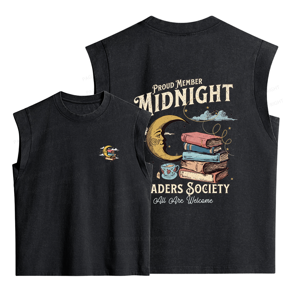 Pagewings Midnight Readers Society Women's Washed Tank Top