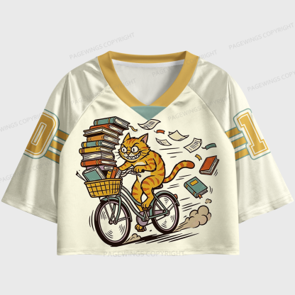 Pagewings Read Books Women's Cropped Jersey