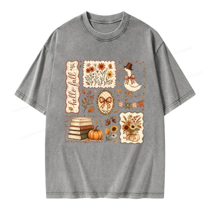 Pagewings Hello Fall Goose Unisex Washed T-shirt