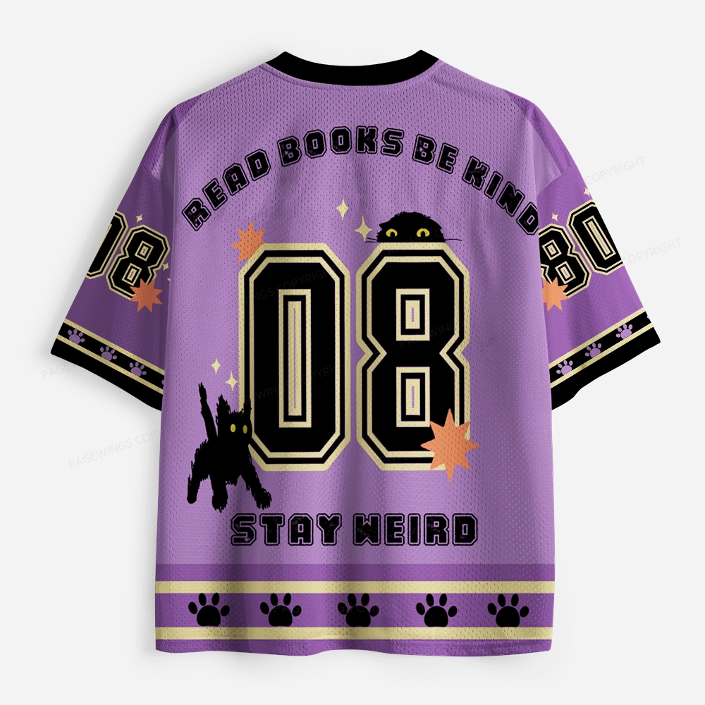 Pagewings Read Books Be Kind Stay Weird Unisex Mesh Jersey