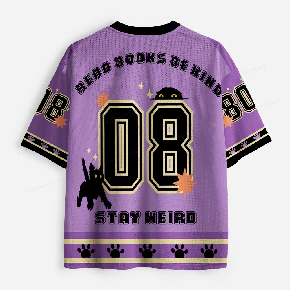 Pagewings Read Books Be Kind Stay Weird Unisex Mesh Jersey