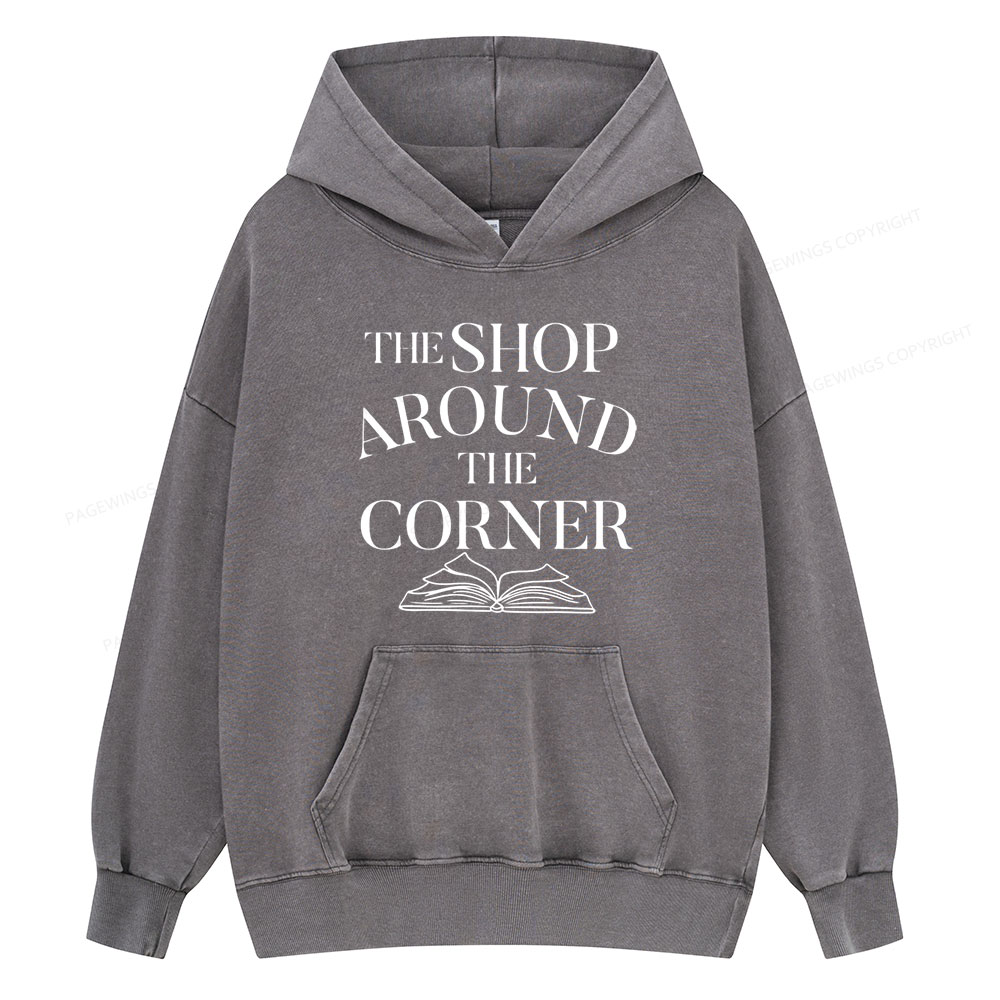 Pagewings The Shop Around The Corner Bookworm Unisex Washed Hoodie