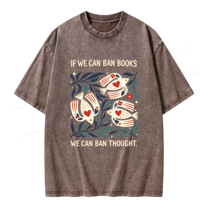 Pagewings If We Can Ban Books Unisex Washed T-shirt