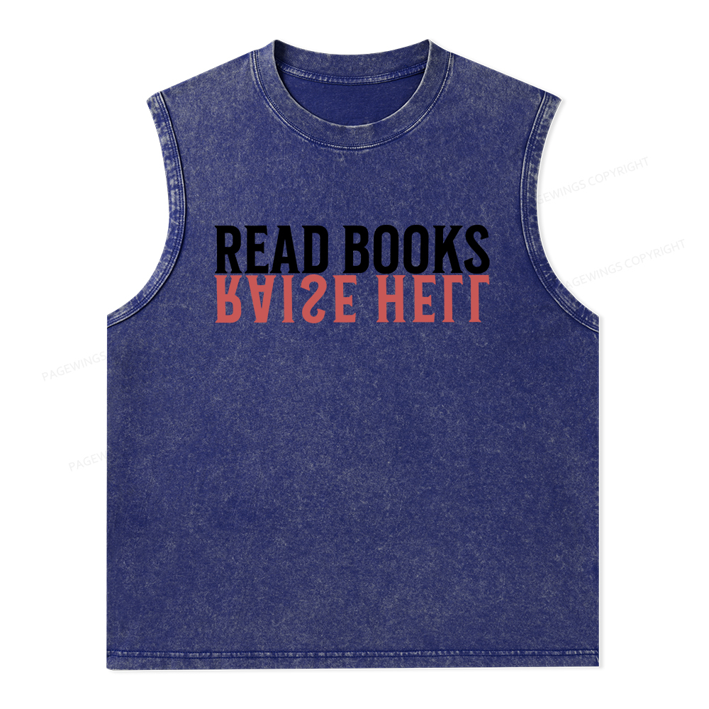 Pagewings Raise Hell Read Books Unisex Washed Tank Top