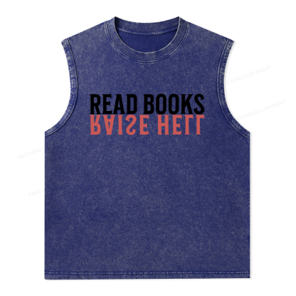 Pagewings Raise Hell Read Books  Unisex Washed Tank Top