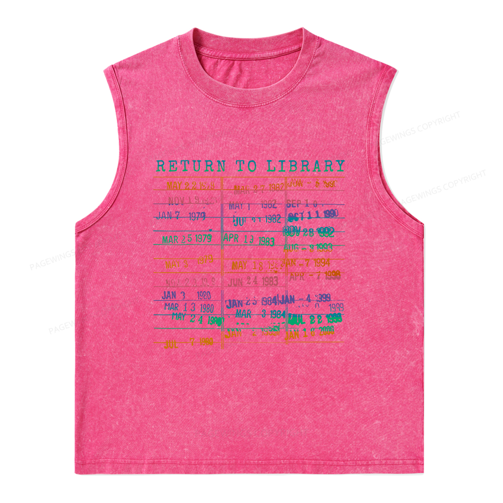 Pagewings Vintage Library Rainbow Unisex Washed Tank Top