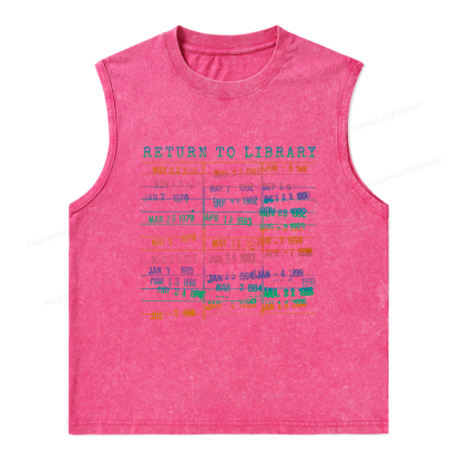 Pagewings Vintage Library Rainbow Unisex Washed Tank Top