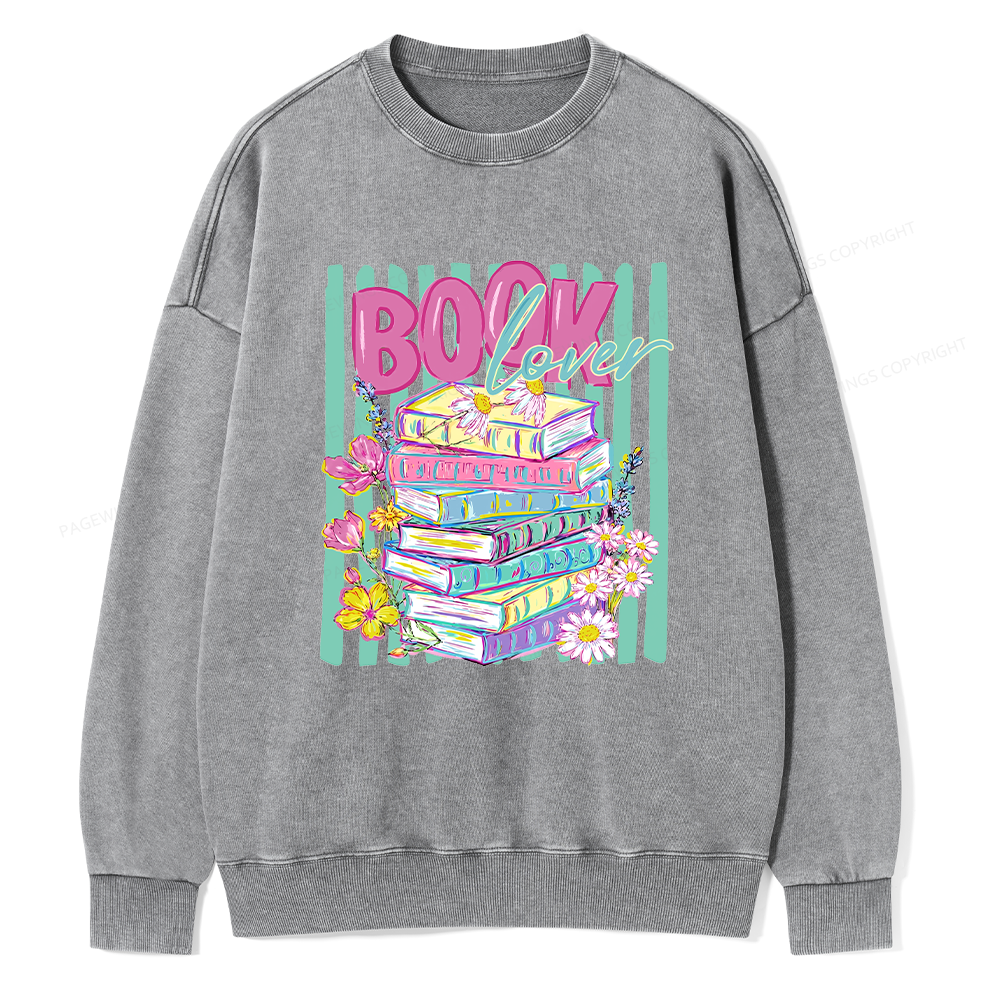Pagewings Floral Bookish Unisex Washed Sweatshirt