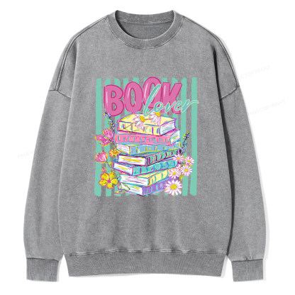 Pagewings Floral Bookish Unisex Washed Sweatshirt