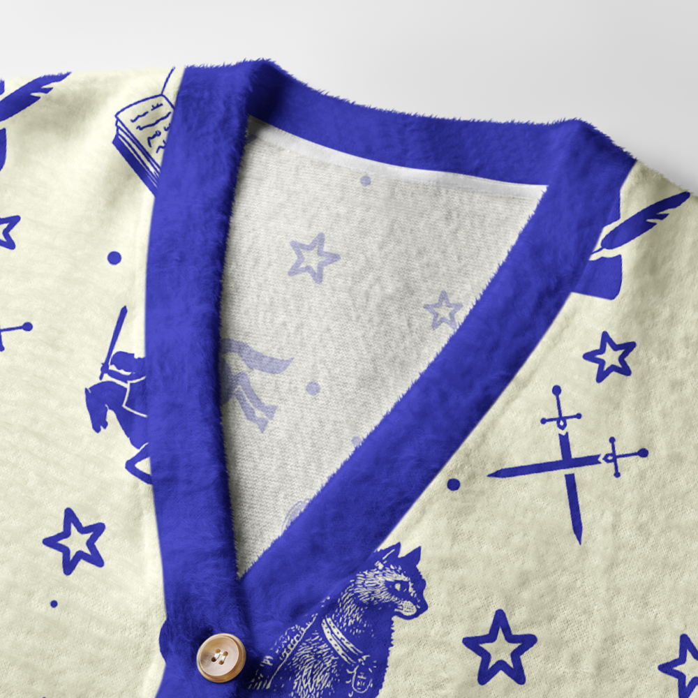 Pagewings Defend The Public Library Light Knit Unisex Cardigan Sweaters