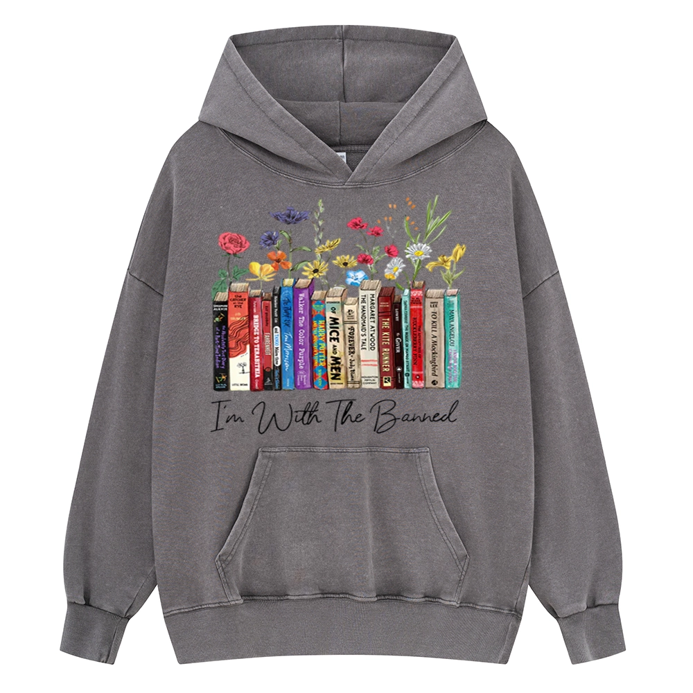Pagewings I'm With The Banned Flowers Unisex Washed Hoodie