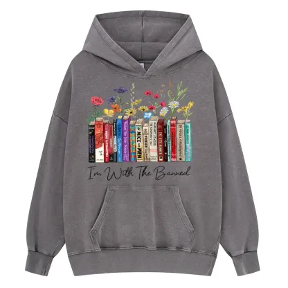 Pagewings I'm With The Banned Flowers Unisex Washed Hoodie
