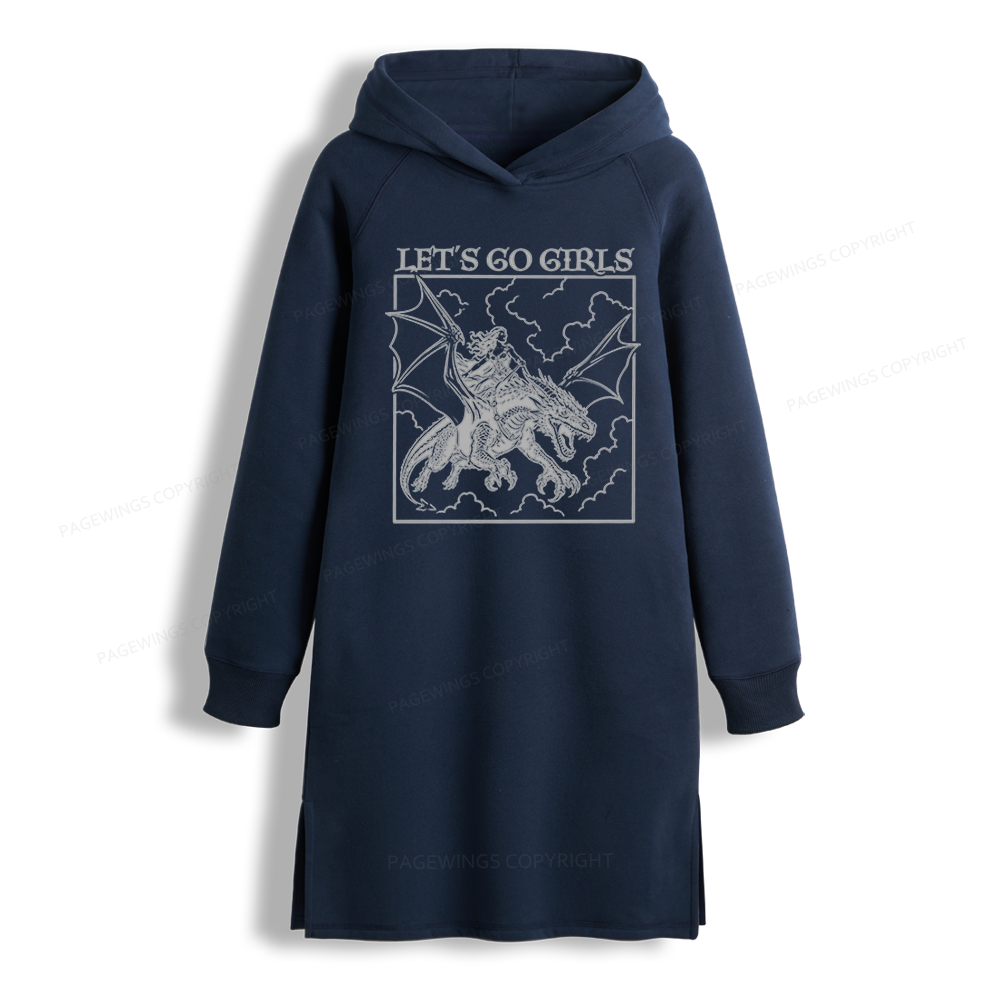 Pagewing Let's Go Girls Side-Slit Fleece Hoodie Dress