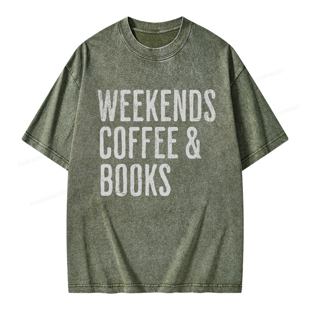 Pagewings Weekends Coffee And Books Unisex Washed T-shirt