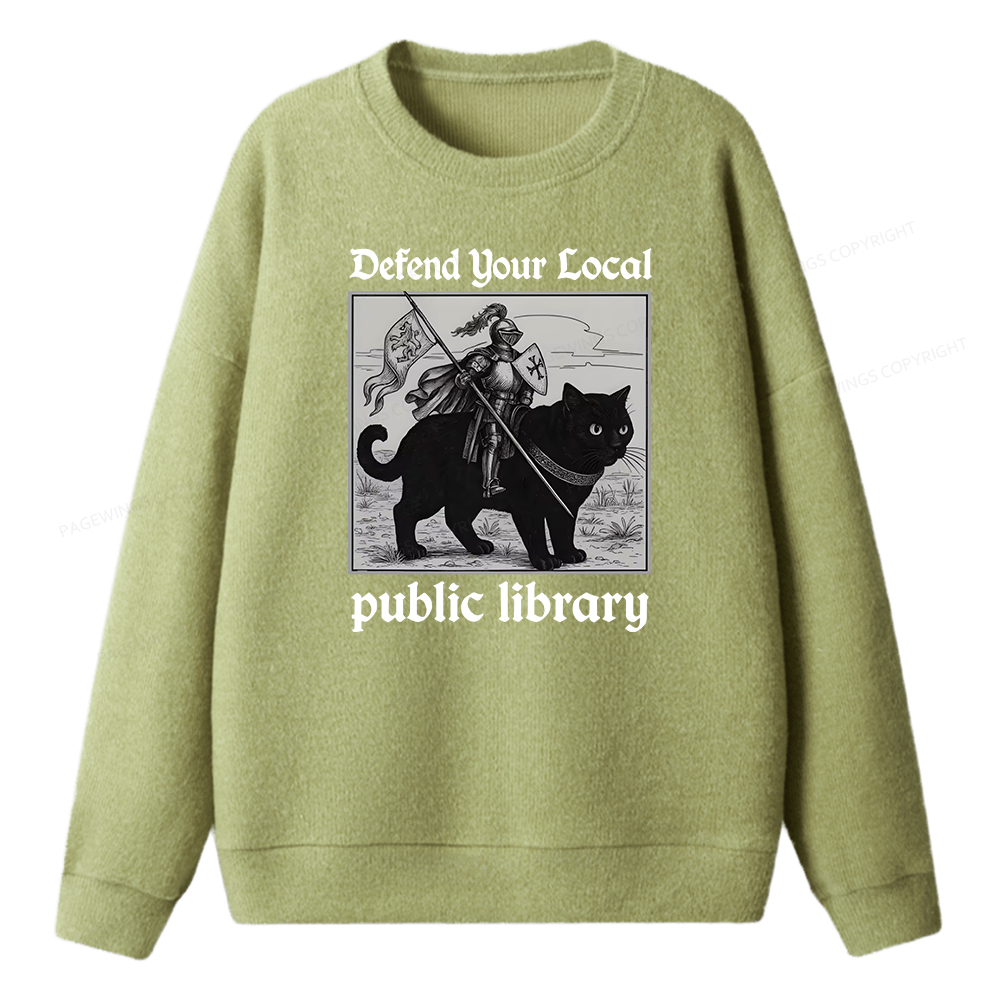 Pagewings Defend Your Local public library Unisex Knit Sweatshirt