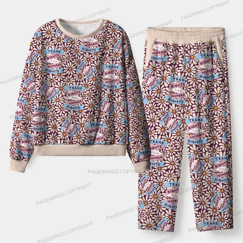Pagewings Trans Rights Are Human Rights Unisex Flannel Pajama Set