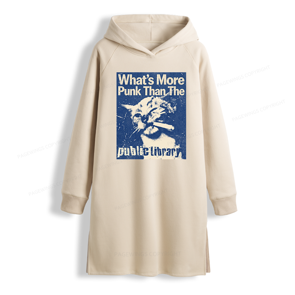 Pagewings What's More Punk Than The Public Library Side-Slit Fleece Hoodie Dress