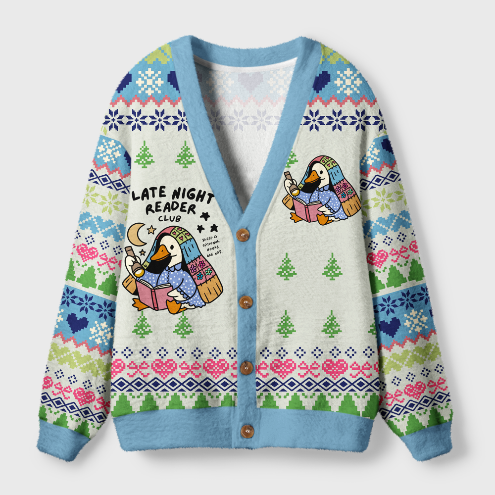 Pagewings Late Night Reader Club Light Knit Unisex Cardigan Sweaters