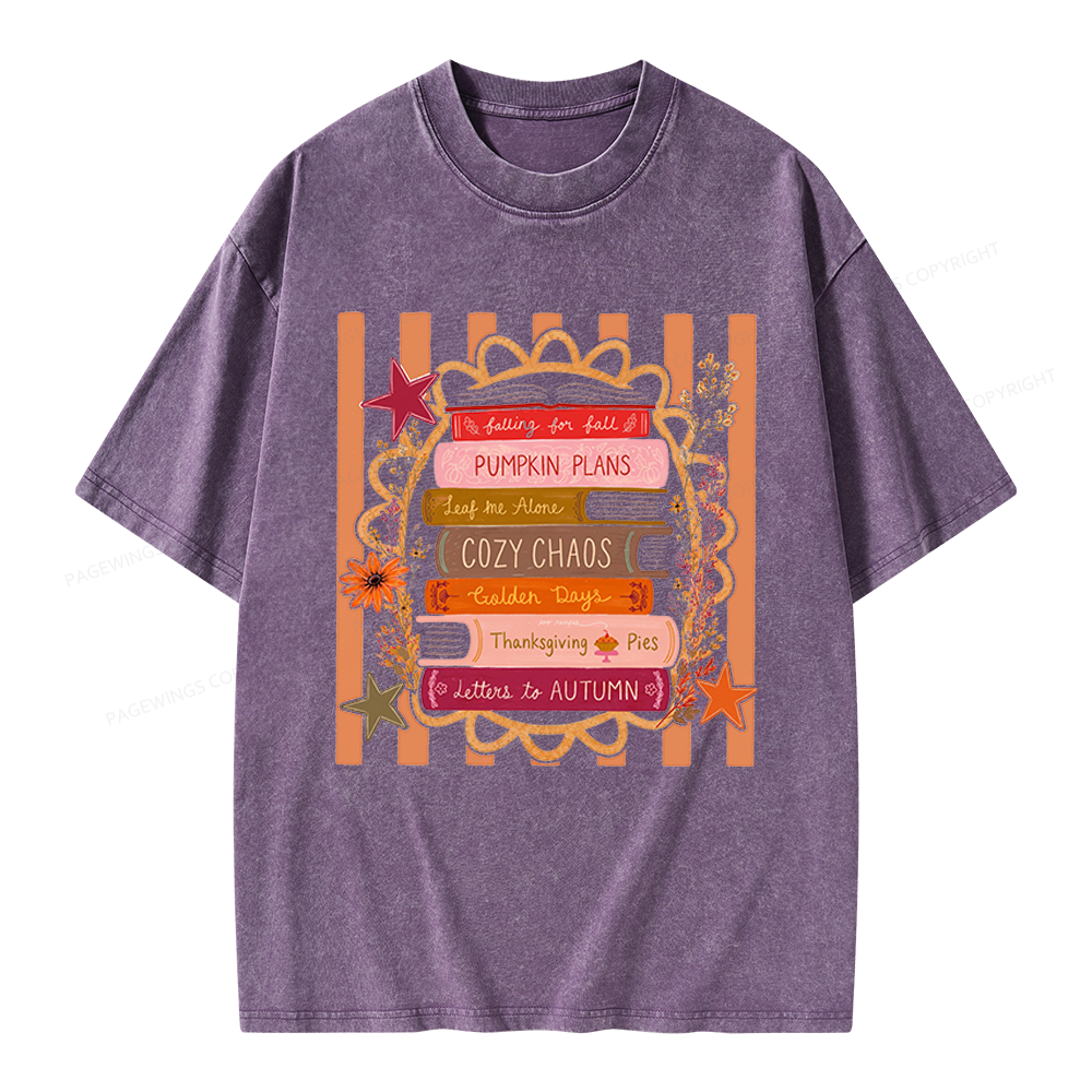 Pagewings All Booked For Fall Unisex Washed T-shirt