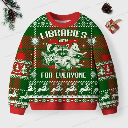 Pagewings Libraries Are For Everyone Unisex Ugly Knit Sweatshirt