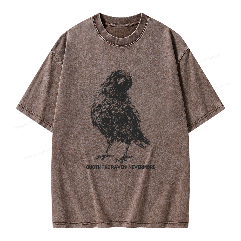Pagewings Nevermore Crow Unisex Washed T-shirt