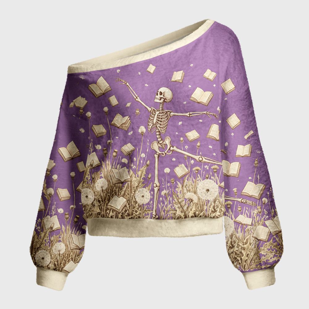 Pagewings Dandelion Skull Off Shoulder Ugly Knit Sweater