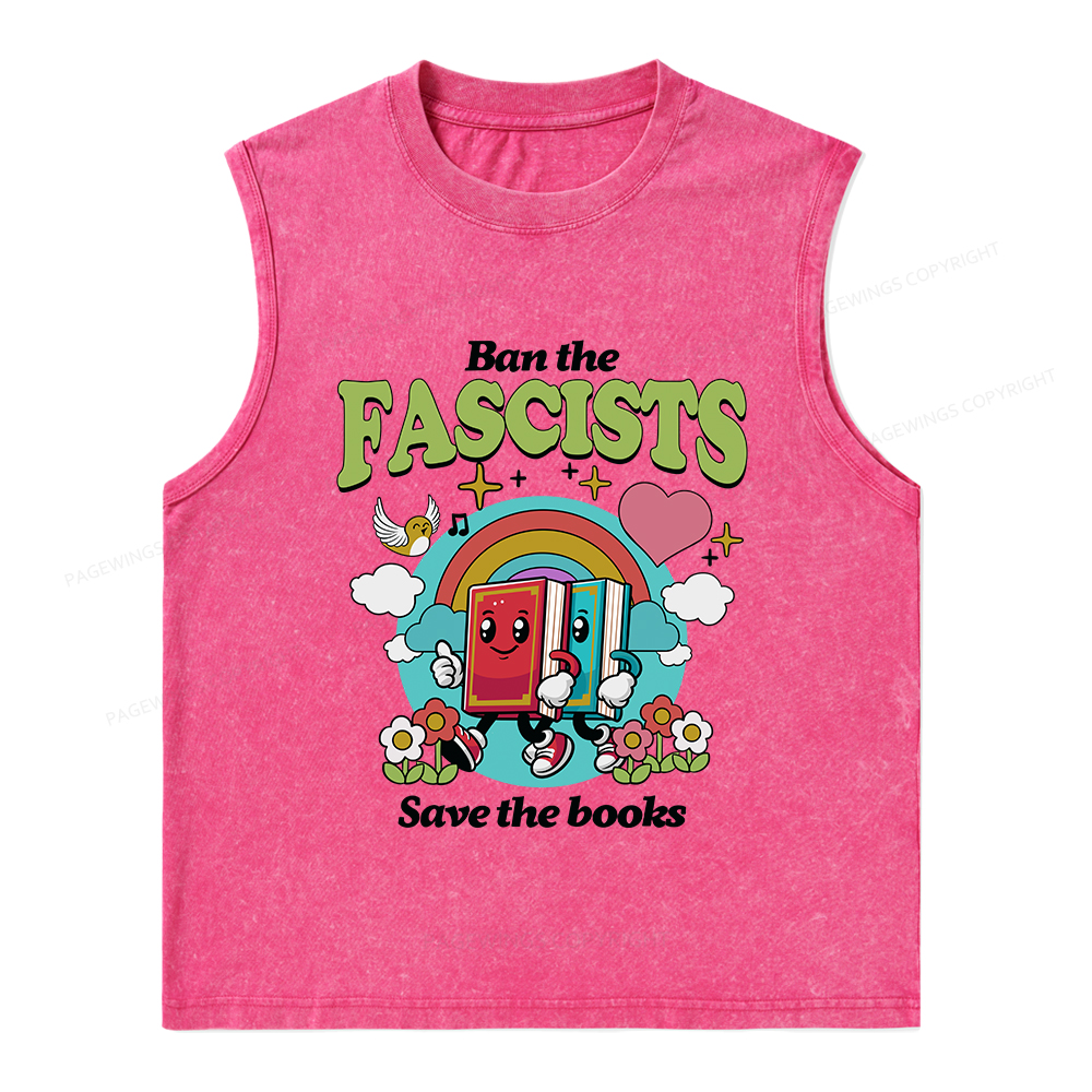 Pagewings Ban the Fascists Save the Books Unisex Washed Tank Top