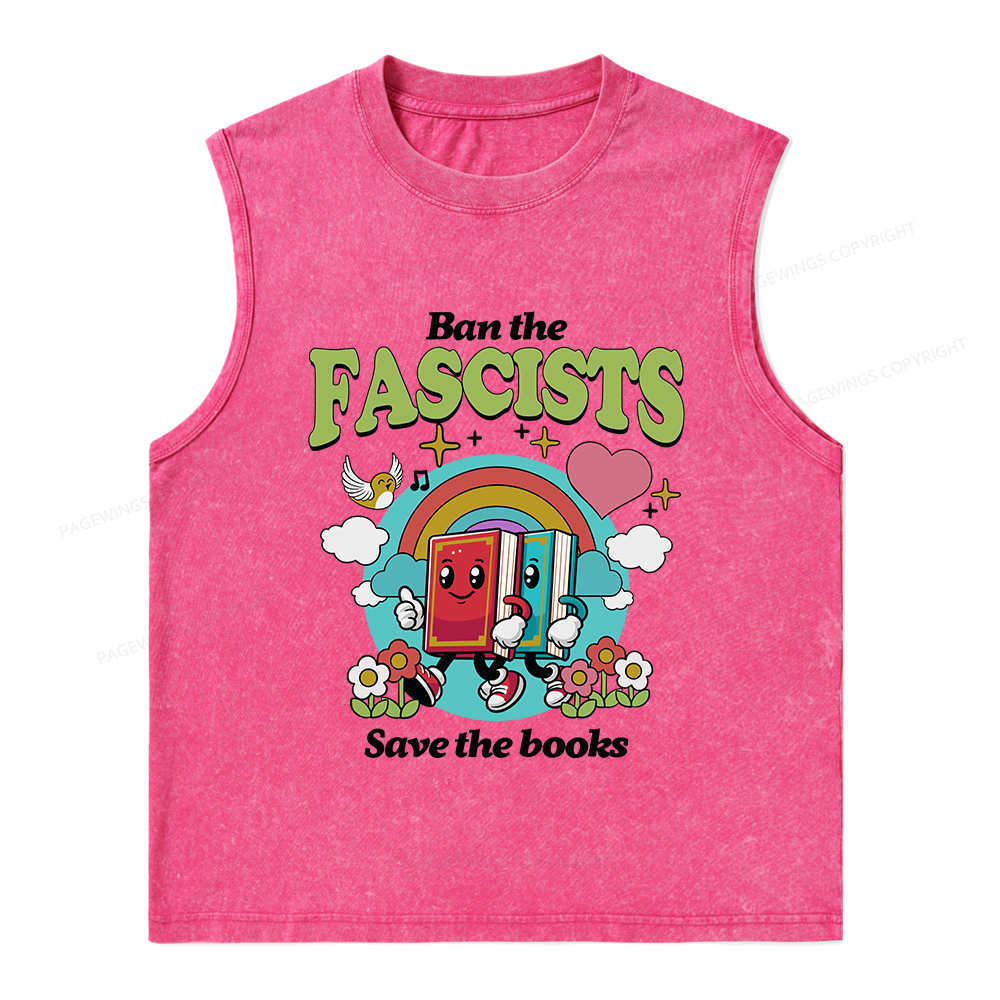 Pagewings Ban the Fascists Save the Books Unisex Washed Tank Top