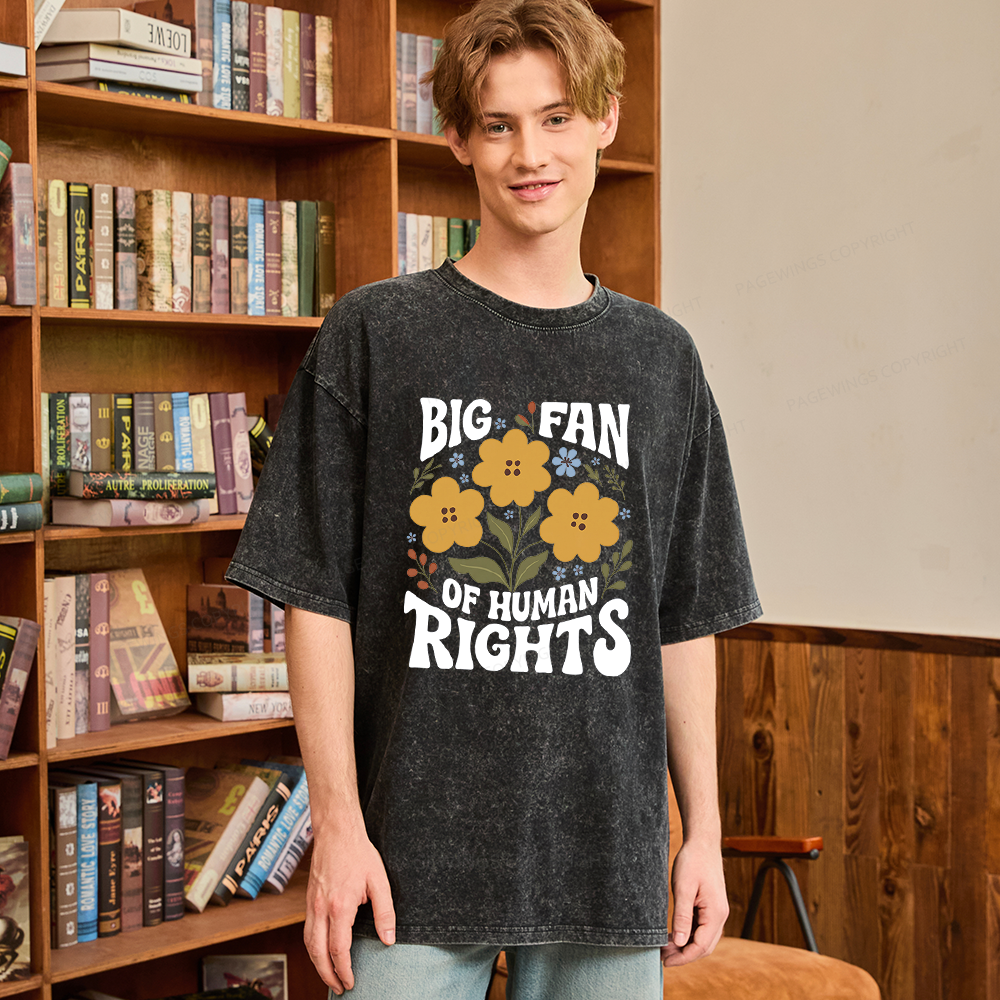 Pagewings Big Fan of Human Rights Unisex Washed T-shirt