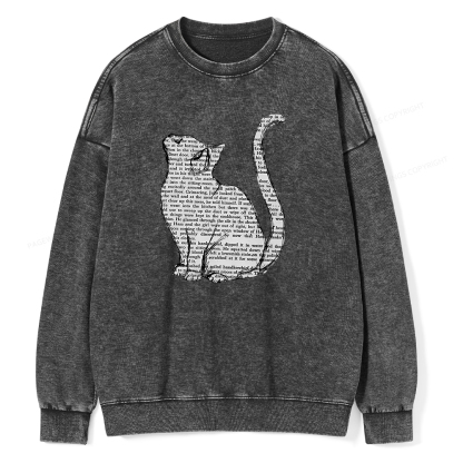 Pagewings Lots Of Books And Cute Cats Unisex Washed Sweatshirt
