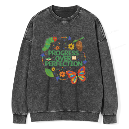 Pagewing Progress Over Perfection Unisex Washed Sweatshirt