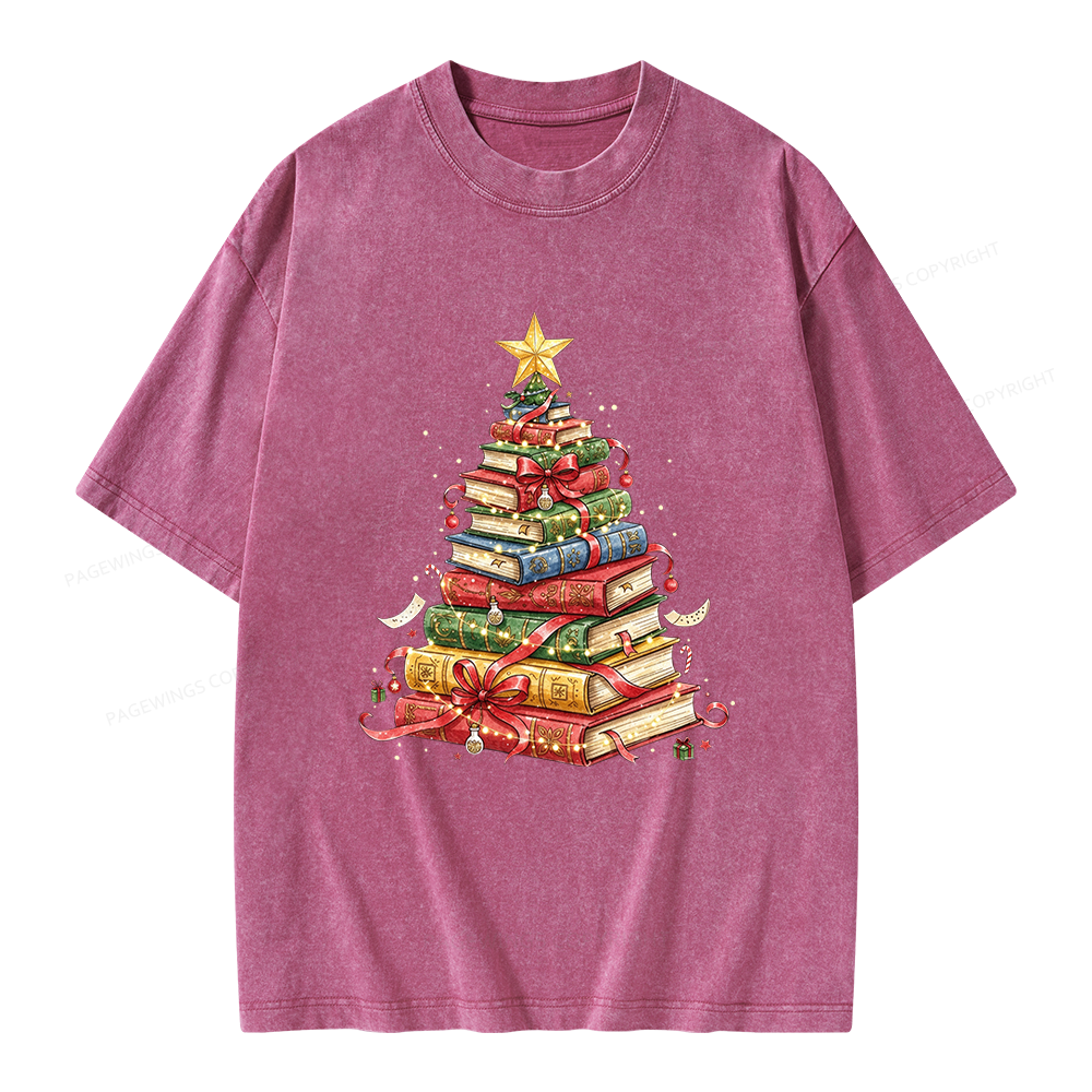 Pagewings Christmas Tree Unisex Washed T-shirt