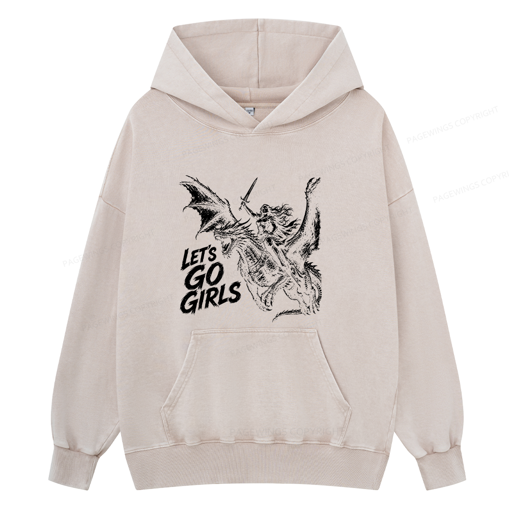 Pagewings Woman Dragon Rider Unisex Washed Hoodie