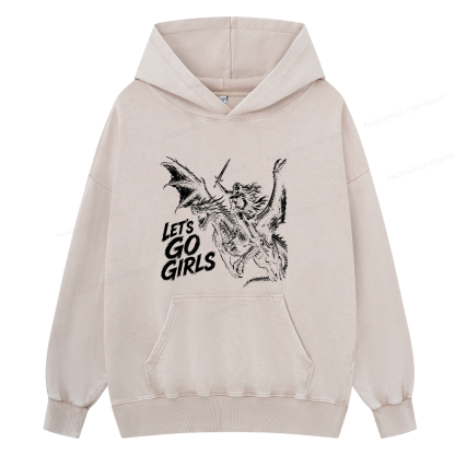Pagewings Woman Dragon Rider Unisex Washed Hoodie