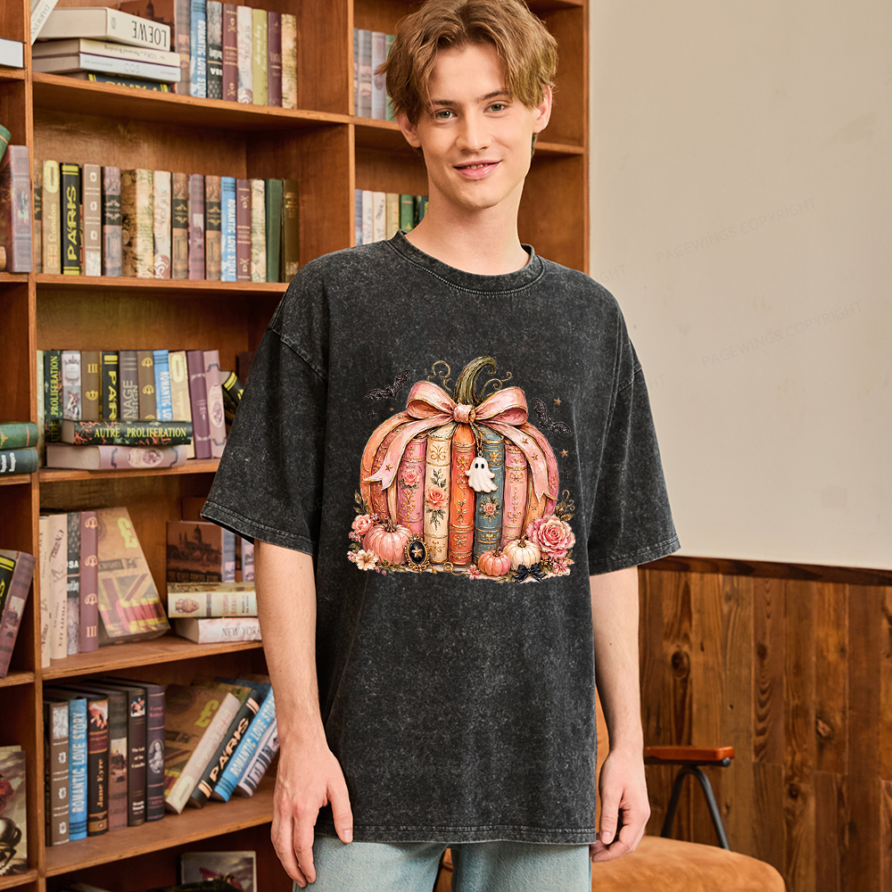 Pagewings Book Pumpkin Unisex Washed T-shirt