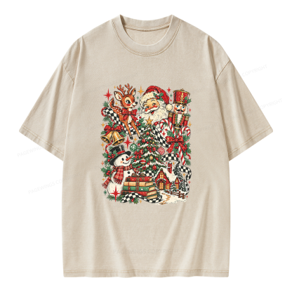 Pagewings Retro Christmas Unisex Washed T-shirt