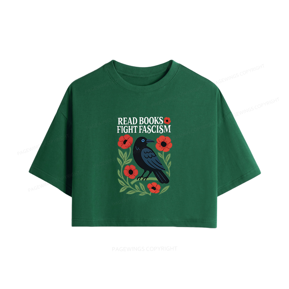 Pagewings Read Books Fight Fascism Women Crop Tops