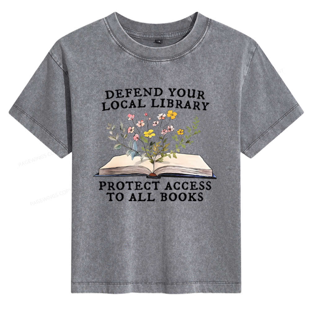 Pagewings Books Save Lives Protect Libraries Women's Washed T-shirt