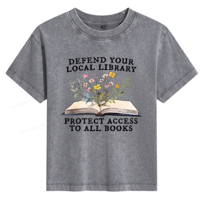 Pagewings Books Save Lives Protect Libraries Women's Washed T-shirt