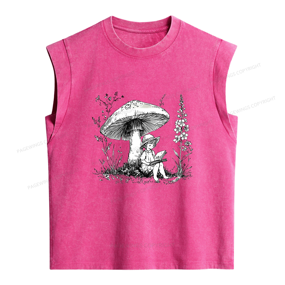 Pagewings Woodland Girl Reading Women's Washed Tank Top