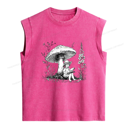 Pagewings Woodland Girl Reading Women's Washed Tank Top