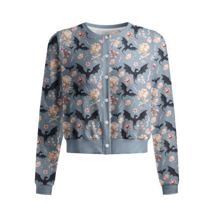 Pagewings Book Dragon Crew Neck Cardigan Sweaters