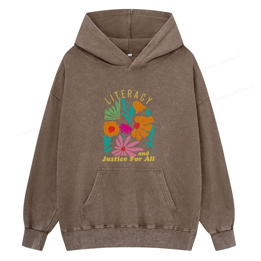 Pagewings Literacy And Justice Unisex Washed Hoodie