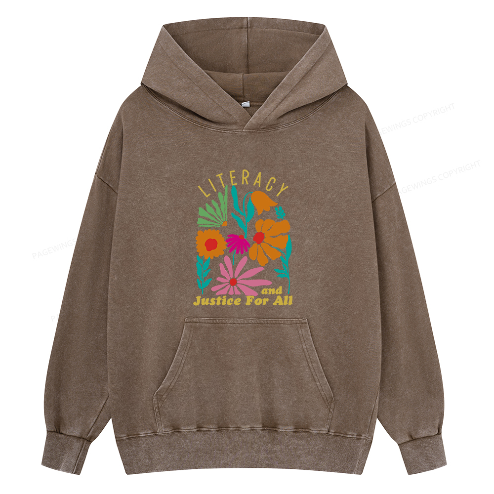 Pagewings Literacy And Justice Unisex Washed Hoodie