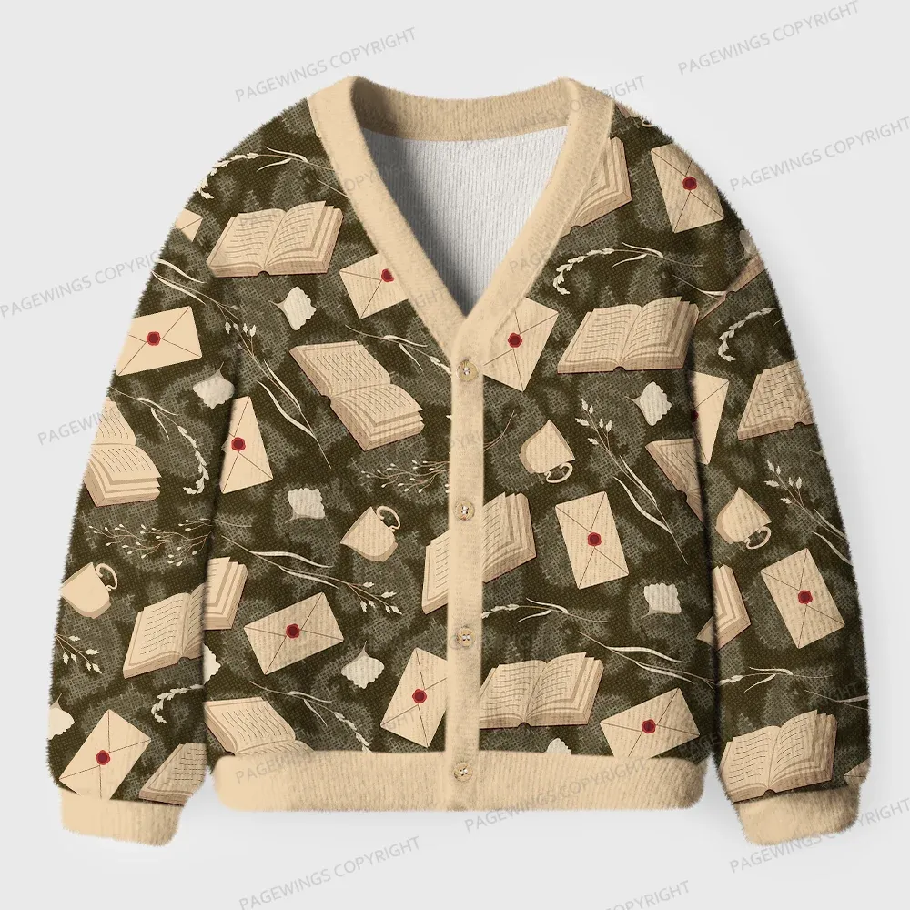 Pagewings Book Lover Unisex Ugly Cardigan Sweaters
